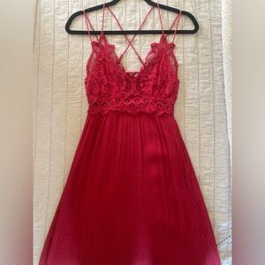 Free People - Red Lace Maxi Dress